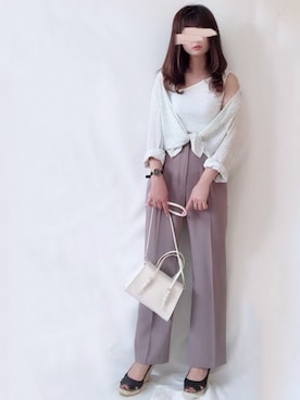 「green label relaxing（グリーンレーベルリラクシング）のアイテム（セットアップ）」を使った、hitomiさん（レディース・158cm）の夏コーディネート
