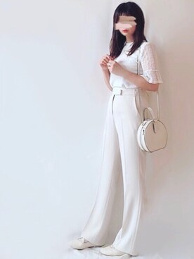 「ラウンドバッグ」｜「アイテム（その他シューズ）」を使った、hitomiさん（レディース・158cm）の夏コーディネート