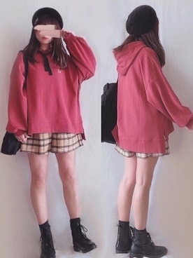 「キュロット」｜「アイテム（ハンチング/ベレー帽）」を使った、hitomiさん（レディース・158cm）の秋コーディネート