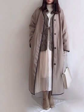 「メルトン」｜「アイテム（その他アウター）」を使った、hitomiさん（レディース・158cm）の冬コーディネート