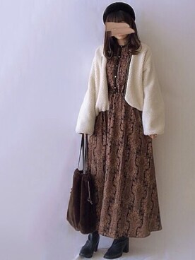 「アーバンリサーチ」｜「アイテム（ハンチング/ベレー帽）」を使った、hitomiさん（レディース・158cm）の冬コーディネート