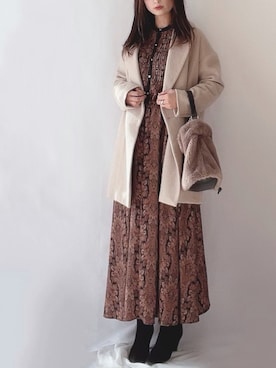 「LAKOLE（ラコレ）のアイテム（その他アウター）」を使った、hitomiさん（レディース・158cm）の冬コーディネート