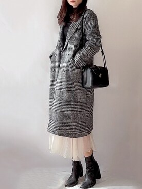 「ECRIRE（エクリール）のアイテム（その他アウター）」を使った、hitomiさん（レディース・158cm）の冬コーディネート
