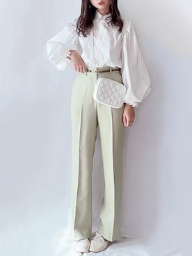 「袖ボリューム」｜「アイテム（その他シューズ）」を使った、hitomiさん（レディース・158cm）の春コーディネート