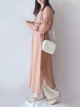 「シアーワンピース」｜「アイテム（その他シューズ）」を使った、hitomiさん（レディース・158cm）の春コーディネート
