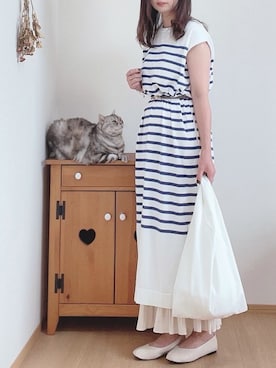 「エコバッグ」｜「アイテム（バレエシューズ）」を使った、hitomiさん（レディース・158cm）の春コーディネート