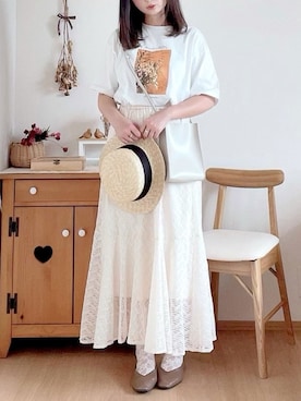 「AmbreNeige」｜「アイテム（帽子）」を使った、hitomiさん（レディース・158cm）の夏コーディネート
