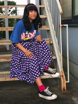 「ドット柄スカート」｜「アイテム（シューズ）」を使った、あかりさん（レディース・161cm）の秋コーディネート
