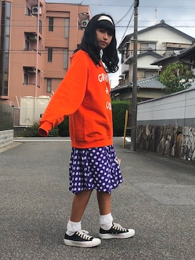「ドット柄スカート」｜「アイテム（シューズ）」を使った、あかりさん（レディース・161cm）の秋コーディネート