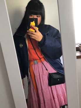「古着好きな人と繋がりたい」｜「アイテム（ブルゾン）」を使った、あかりさん（レディース・161cm）の冬コーディネート