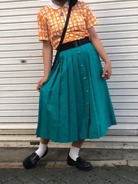 「KENZO」｜「アイテム（スカート）」を使った、あかりさん（レディース・161cm）の秋コーディネート