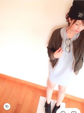 「natural couture（ナチュラルクチュール）のアイテム（ノーカラージャケット）」を使った、chiie+°さん（レディース・154cm）の冬コーディネート