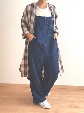 「Samansa Mos2 blue（サマンサモスモスブルー）のアイテム（オールインワン・サロペット）」を使った、タナカさん（レディース・158cm）の秋コーディネート
