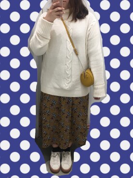 キャシーさんの「Plait cable knit mockneck sweater」を使ったコーディネート