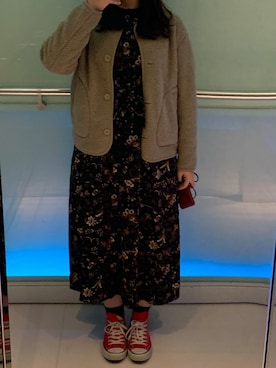 「CONVERSE（コンバース）のALL STAR HI（スニーカー）」を使った、キャシーさん（レディース・160cm）の冬コーディネート