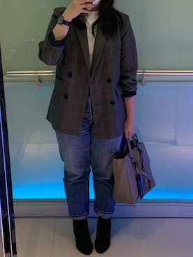 「MARC JACOBS（マークジェイコブス）のアイテム（トートバッグ）」を使った、キャシーさん（レディース・160cm）の秋コーディネート