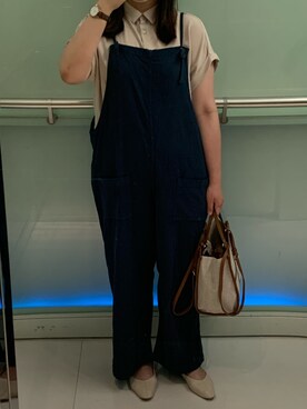 「MONKI（モンキ）のアイテム（オールインワン・サロペット）」を使った、キャシーさん（レディース・160cm）の夏コーディネート