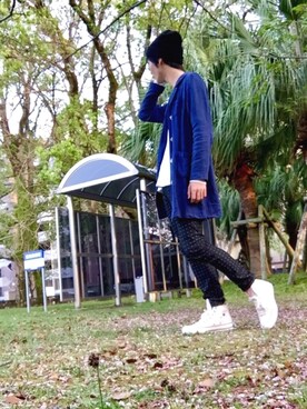 「CONVERSE ADDICT（コンバースアディクト）のアイテム（スニーカー、ホワイト系）」を使った、GiGiさん（メンズ・180cm）の春コーディネート