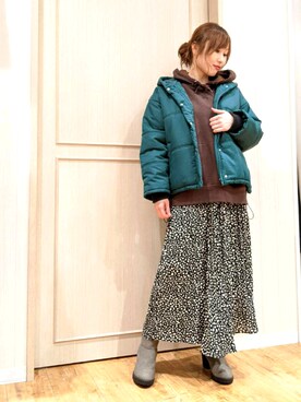 「スエット」｜「アイテム（ブルゾン）」を使った、himiさん（レディース・160cm）の冬コーディネート