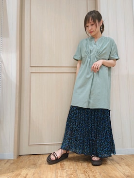 「シャツワンピ」｜「アイテム（チュニック）」を使った、himiさん（レディース・160cm）の夏コーディネート