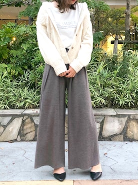 「リブニット」｜「アイテム（カバーオール）」を使った、SSさん（レディース・165cm）の秋コーディネート
