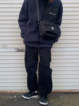 「Champion（チャンピオン）のアイテム（その他アウター）」を使った、suzuさん（レディース・168cm）の冬コーディネート