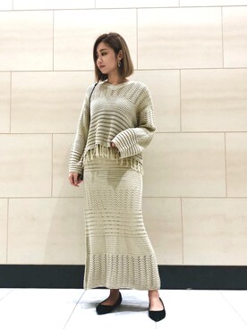 「透かし編みニット」｜ぱくらんうんさん（レディース・160cm）の春コーディネート