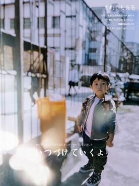 「Herschel Supply（ハーシェルサプライ）のアイテム」を使った、村口友树さん（キッズ・90cm）の冬コーディネート