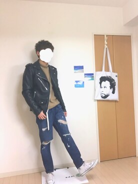 「H&M（エイチ・アンド・エム）のアイテム（ニット/セーター）」を使った、あきさん（メンズ・170cm）の春コーディネート