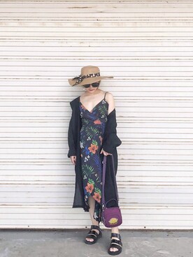「stradivarius（ストラディバリウス）のアイテム（ワンピース/ドレス）」を使った、Akaさん（レディース・157cm）の夏コーディネート