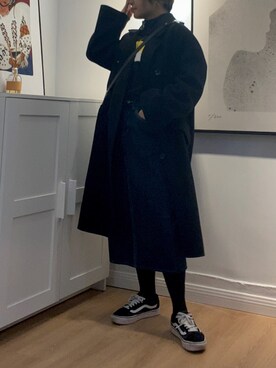 「休闲」｜「アイテム（ダッフルコート）」を使った、Akaさん（レディース・158cm）の春コーディネート