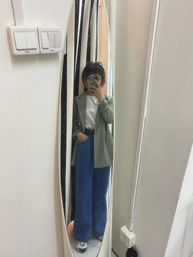 「MANGO（マンゴ）のアイテム（ジャケット/アウター）」を使った、Akaさん（レディース・158cm）の春コーディネート
