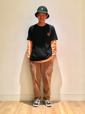 「SASQUATCHfabrix.（サスクワァッチファブリックス）のアイテム」を使った、坂本さん（メンズ・171cm）の秋コーディネート