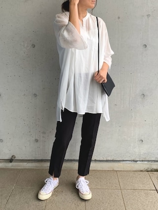 コットンアムンゼンスキッパーネック７分袖チュニックブラウス BEAUTY&YOUTH UNITED ARROWS（ビューティーアンドユース