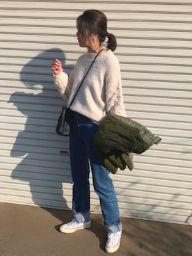 「リーバイス」｜「アイテム（ノーカラージャケット）」を使った、achitaさん（レディース・168cm）の秋コーディネート