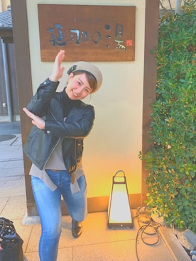「PAGEBOY（ページボーイ）のアイテム（ライダースジャケット）」を使った、らむさん（レディース・156cm）の秋コーディネート