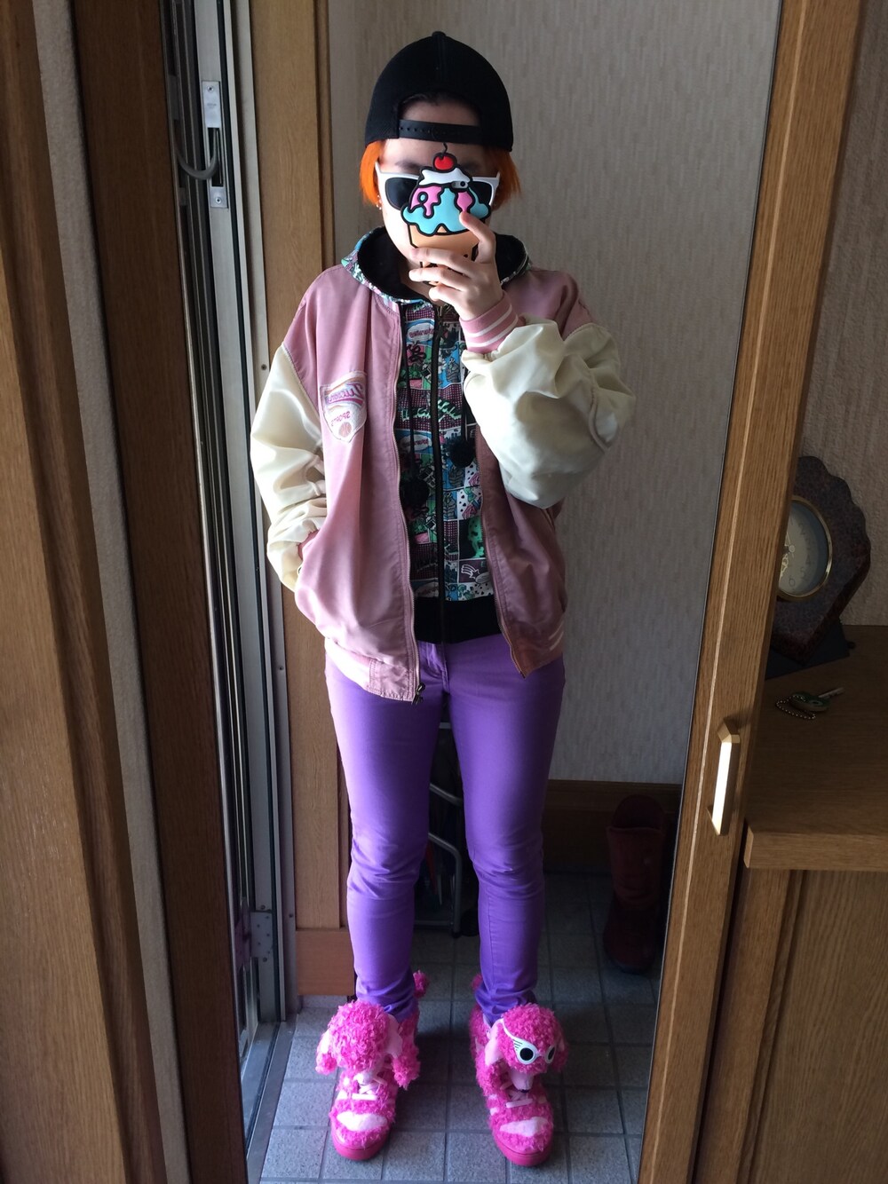 「adidas Originals by JEREMY SCOTT、adidas originals、古着、GU」｜「adidas Originals by JEREMY SCOTTの【JEREMY SCOTT】JS PDL（スニーカー、ピンク系）」を使った、keiさん（メンズ・160cm）の夏コーディネートの1枚目の写真