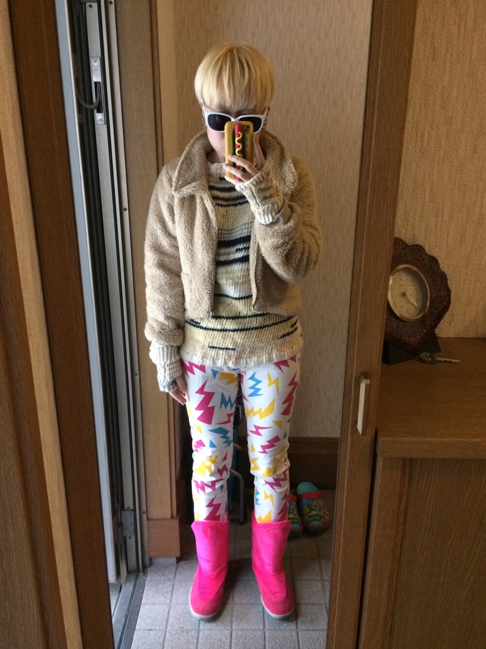 「NIKE、Avail、COCOLULU、handmade、ハンドメイド」｜「NIKEのWMNS NIKE AIR CHUKKA MOC 1.5 LT（ブーツ、ピンク系）」を使った、keiさん（メンズ・160cm）の秋コーディネートの1枚目の写真