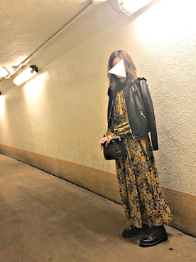 「新年一発目」｜「アイテム（ライダースジャケット）」を使った、ayumi.mさん（レディース・162cm）の冬コーディネート