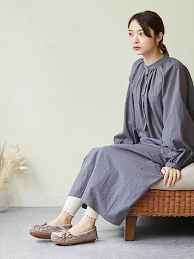 「アニマル」｜「アイテム（モカシン/デッキシューズ）」を使った、kyonさん（レディース・163cm）の秋コーディネート