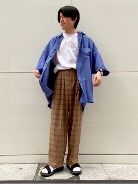「JUNRED（ジュンレッド）のアイテム（サンダル）」を使った、umesakiさん（メンズ・165cm）の春コーディネート