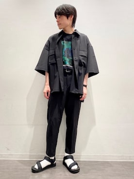 「JUNRED（ジュンレッド）のアイテム（サンダル）」を使った、umesakiさん（メンズ・165cm）の夏コーディネート