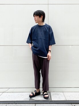 「JUNRED（ジュンレッド）の【吸水速乾】サーマルタンク（タンクトップ、ホワイト系）」を使った、umesakiさん（メンズ・165cm）の夏コーディネート