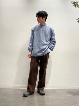 「JUNRED（ジュンレッド）のDAIKI NAKAMURAコラボグラフィックスウェット（Tシャツ/カットソー、ブルー系）」を使った、umesakiさん（メンズ・165cm）の秋コーディネート