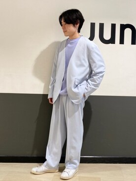 「JUNRED（ジュンレッド）のアイテム（ノーカラージャケット）」を使った、umesakiさん（メンズ・165cm）の冬コーディネート