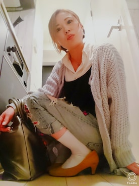 「DOUBLE STANDARD CLOTHING（ダブルスタンダードクロージング）のアイテム（シャツ/ブラウス、ホワイト系）」を使った、Yuriko  Tsuneokaさん（レディース・155cm）の秋コーディネート