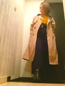 「DHOLIC（ディーホリック）のアイテム（その他パンツ、ブルー系）」を使った、Yuriko  Tsuneokaさん（レディース・155cm）の秋コーディネート