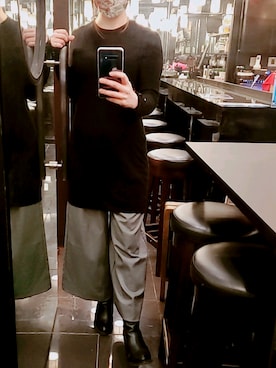 「ZARA（ザラ）のアイテム（ニット/セーター、ブラック系）」を使った、Yuriko  Tsuneokaさん（レディース・155cm）の春コーディネート