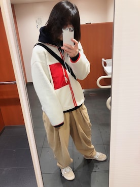 「MERLOT（メルロー）のアイテム（チノパンツ）」を使った、小牧さん（レディース・160cm）の冬コーディネート