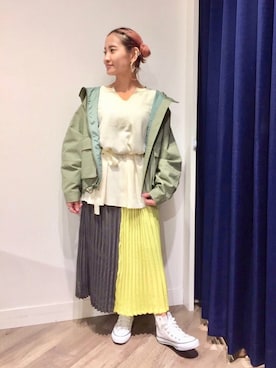 「DOUBLE NAME（ダブルネーム）のアイテム（ブルゾン）」を使った、コーディネートスタッフさん（レディース・162cm）の冬コーディネート
